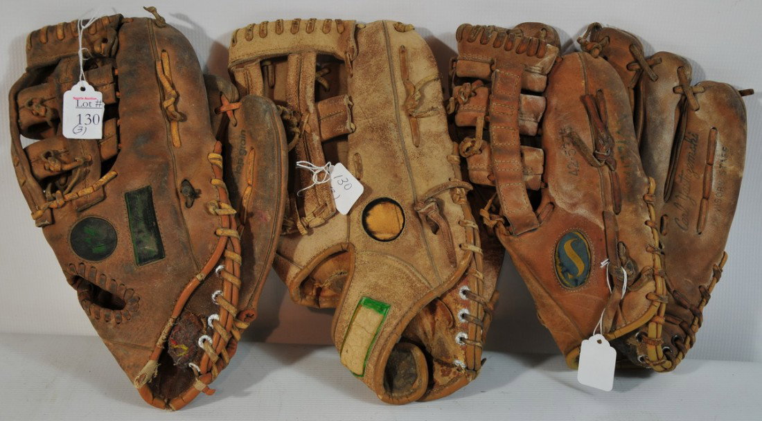 3 Vintage Baseball Gloves: 2 Ted Williams, 1 Carl : 3 Vintage Baseball Gloves: 2 Ted Williams, 1 Carl Yaztremski