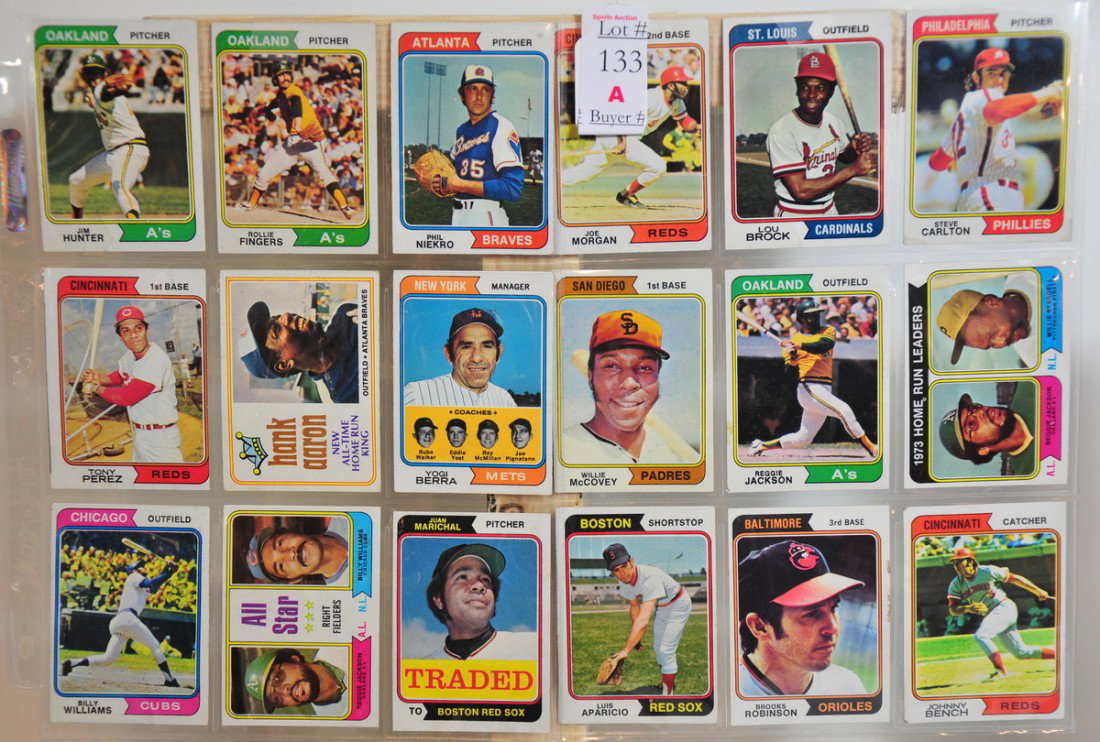 18 1974 Topps Baseball cards, Hall of Famers, Reg: 18 1974 Topps Baseball cards, Hall of Famers, Reggie Jackson, Lou Borck, Steve Carlton, Joe Morgan, Brooks Robinson and more