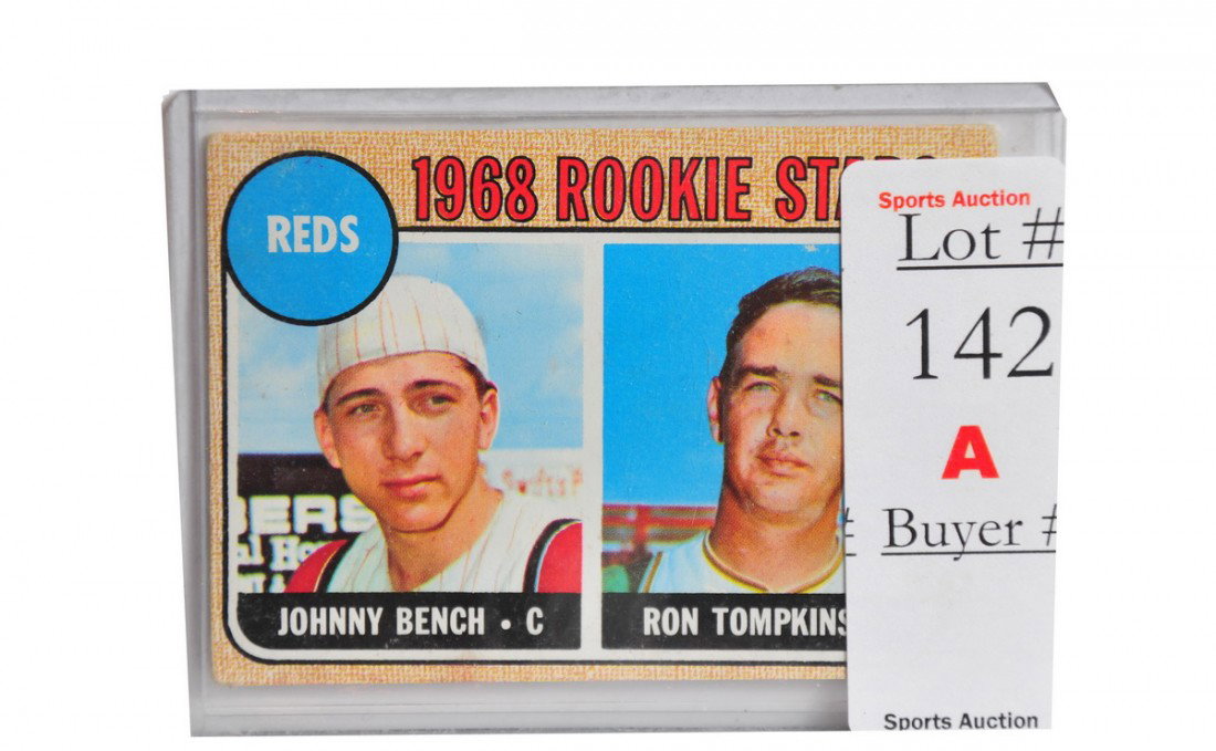 1968 Johnny Bench Rookie Card Topps #247 soft cor: 1968 Johnny Bench Rookie Card Topps #247 soft corner, slightly off center