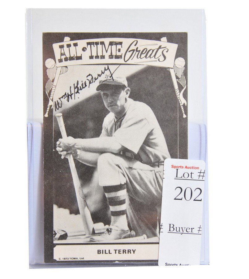 Bill Terry autographed postcard with JSA COA: Bill Terry autographed postcard with JSA COA