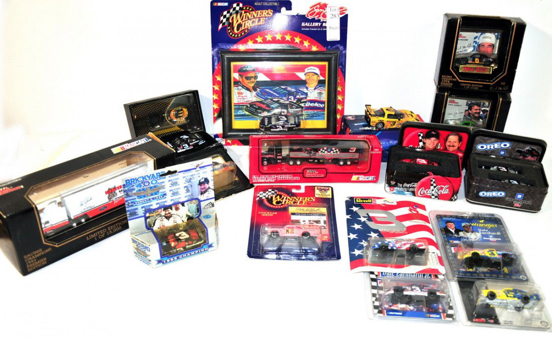 Lot of Die Cast Replicas including: 1:43 #3 Corvet: Lot of Die Cast Replicas including: 1:43 #3 Corvette, 1:87 #3 Dale Sr, 1:87 Dale Sr and Jr #3 and #1 Coca Cola CarsSet of 2 #3 Goodwrench and Oreo Cars, 1:87 Racing Car Transporter Replica, First Prod