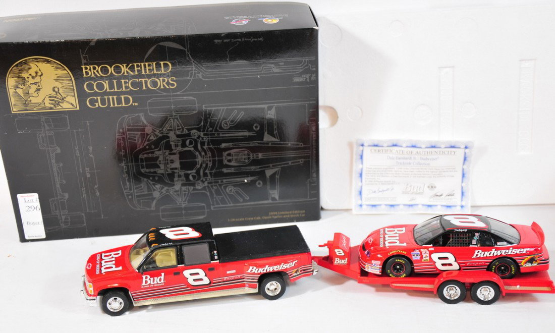 Brookfield Collectors Guild 1:24 Scale Die Cast Re: Brookfield Collectors Guild 1:24 Scale Die Cast Replica Dale Earnhardt Jr / Budweiser Trackside Collection..Includes Car, Truck and Trailer and Certificate of Authenticity Limited Edition 3,072