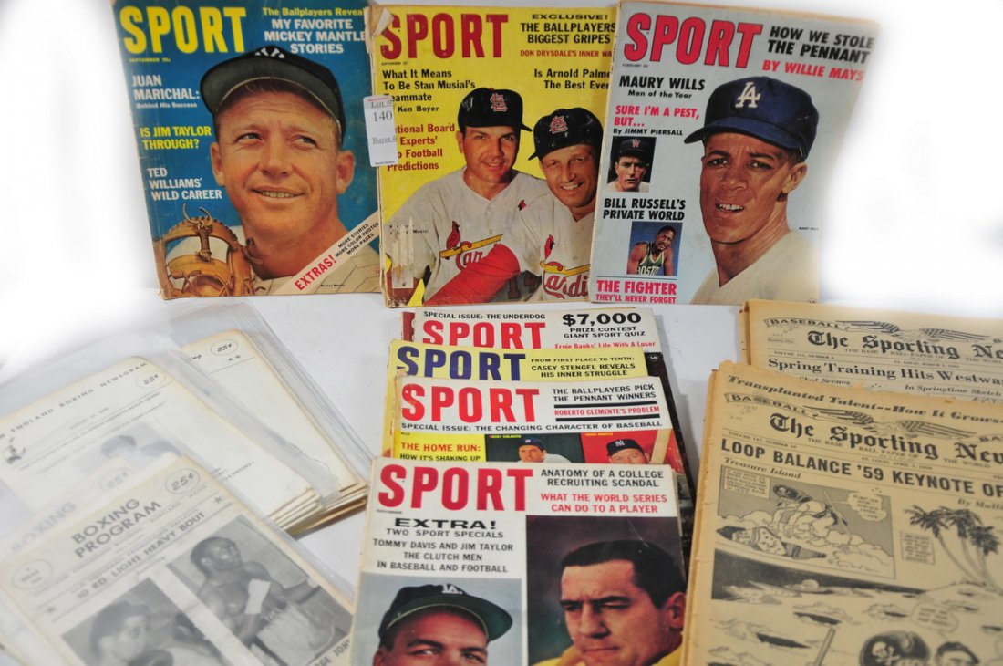 Group with 8 1960's Sporting News, 10 Sports Magaz: Group with 8 1960's Sporting News, 10 Sports Magazines and 21 1960's Portland Expo Boxing Programs