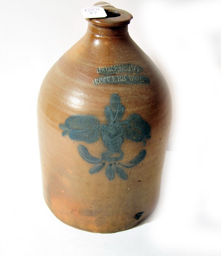 Somerset Potters stoneware jug with decoration 12": Somerset Potters stoneware jug with decoration 12"