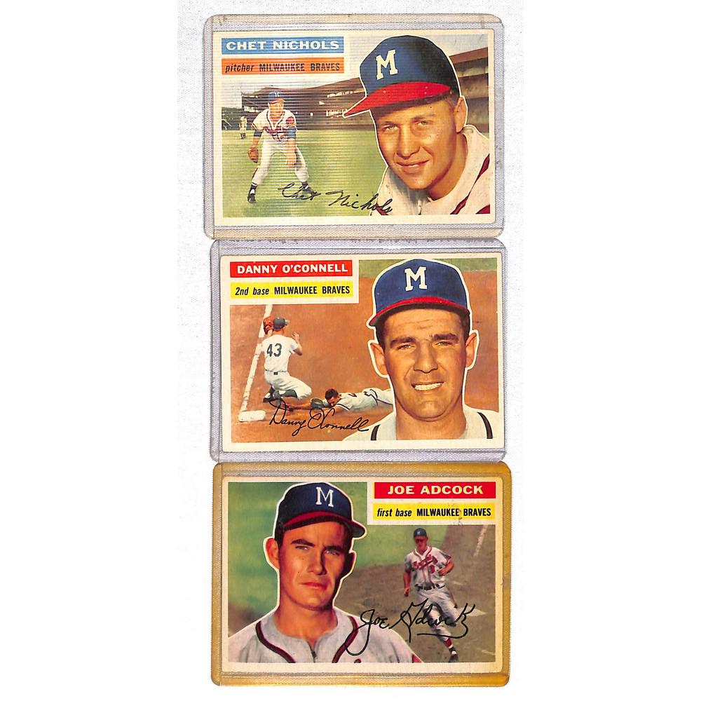 Three 1956 Topps Baseball Cards Auction