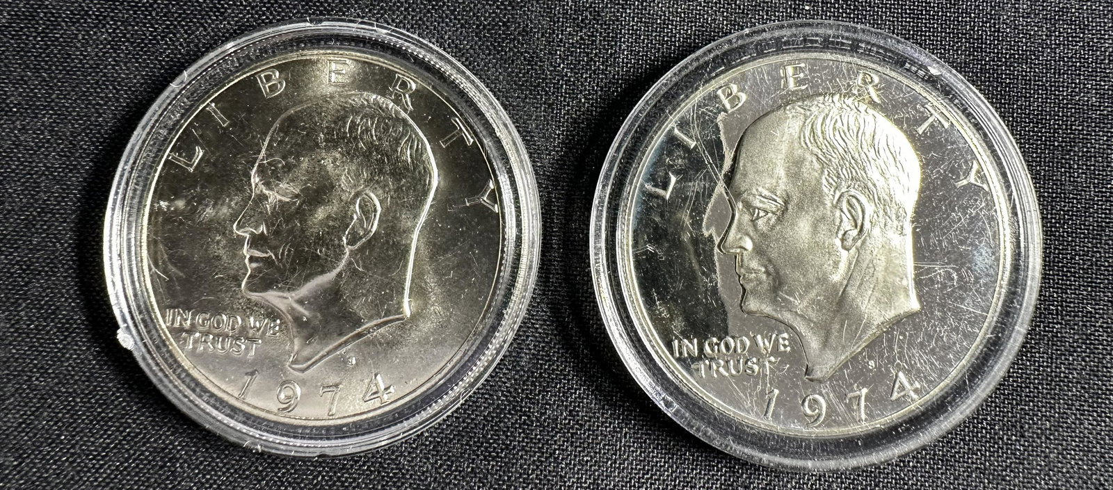 Two 1974 S Silver Ike Dollars Proof And Bu (1 of 2)
