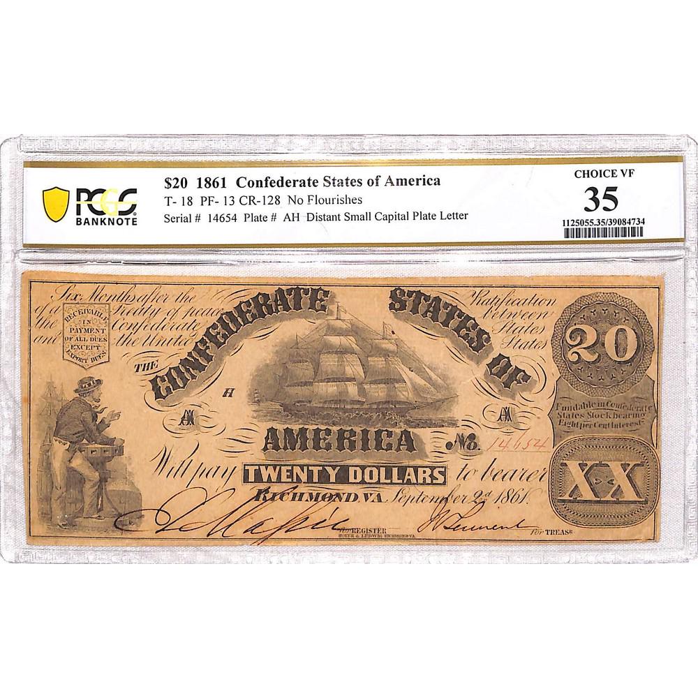 1861 Confederate States $20 Note Pcgs 35 (1 of 2)