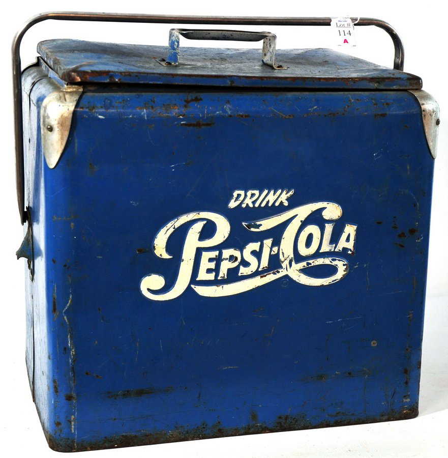 114a 18x13x16 Pepsi Cooler In Old Blue Paint