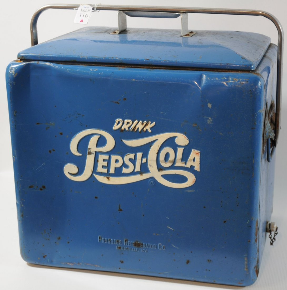 116A 18x13x16 Pepsi Cooler in old blue paint