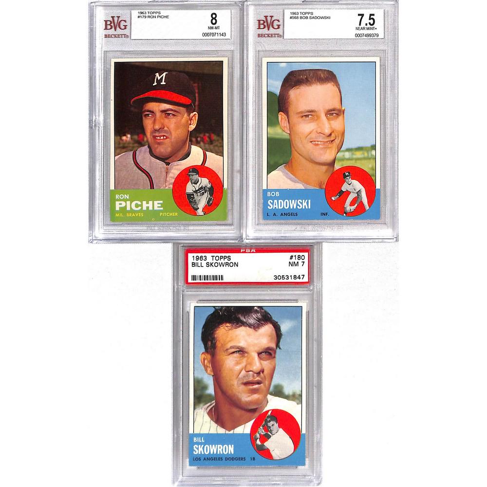 Three Graded 1963 Topps Baseball Cards (1 of 2)
