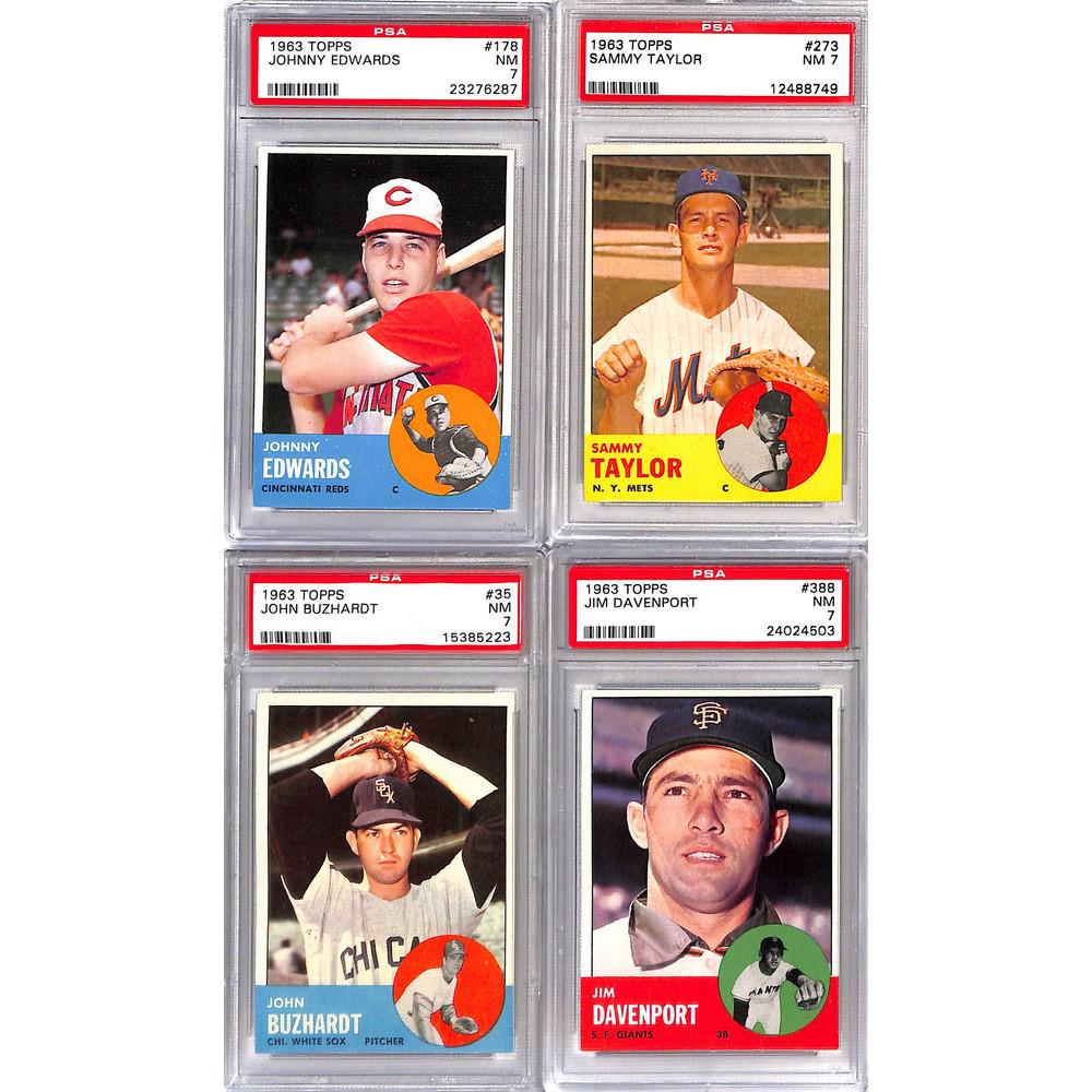 Four Psa Graded 1963 Topps Baseball Cards (1 of 2)