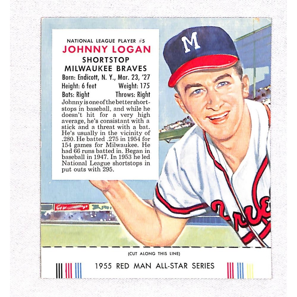 1955 Red Man Johnny Logan With Tab (1 of 2)