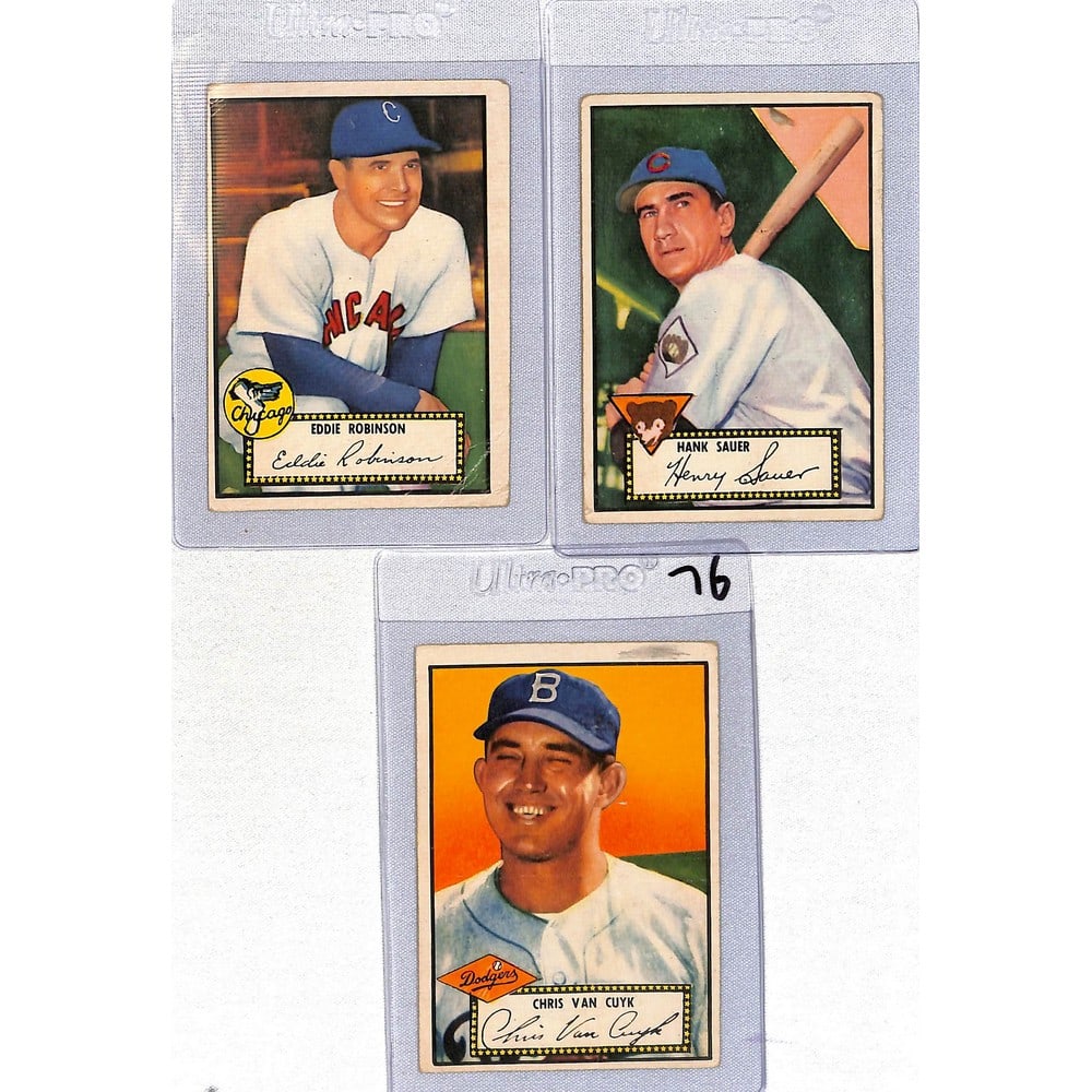 Three 1952 Topps Baseball Cards (1 of 2)