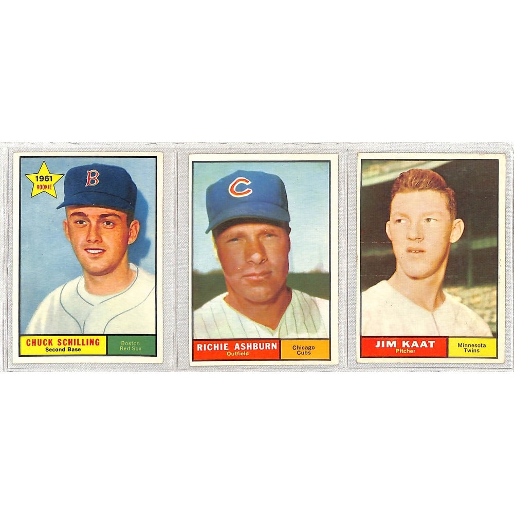 Three 1961 Topps Baseball Stars (1 of 2)