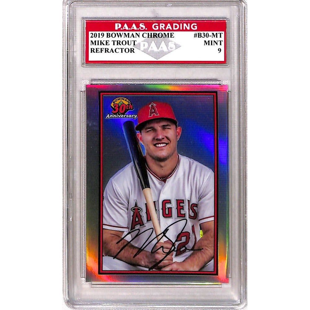2019 Bowman Chrome Mike Trout Refractor Graded 9 (1 of 2)