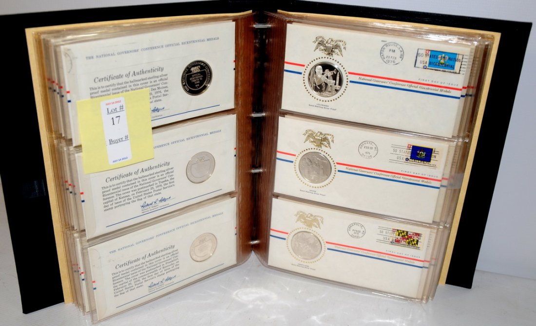 National Governors Conference Official Bicentennial: National Governors Conference Official Bicentennial Medals solid Sterling silver proofs designed by the Franklin Mint honoring the heritage of each state, each medal bears the art work of each state a