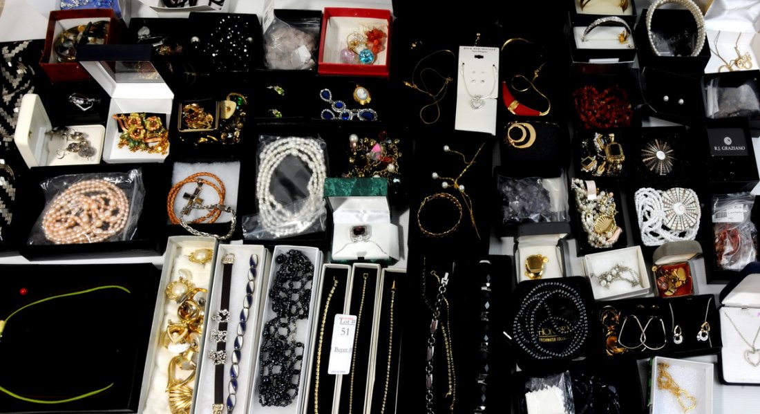 Large assortment of over 25 boxed Designer costume : Large assortment of over 25 boxed Designer costume jewelry to include Joan Rivers, Nine West, Pure Expressions, Technibond and more