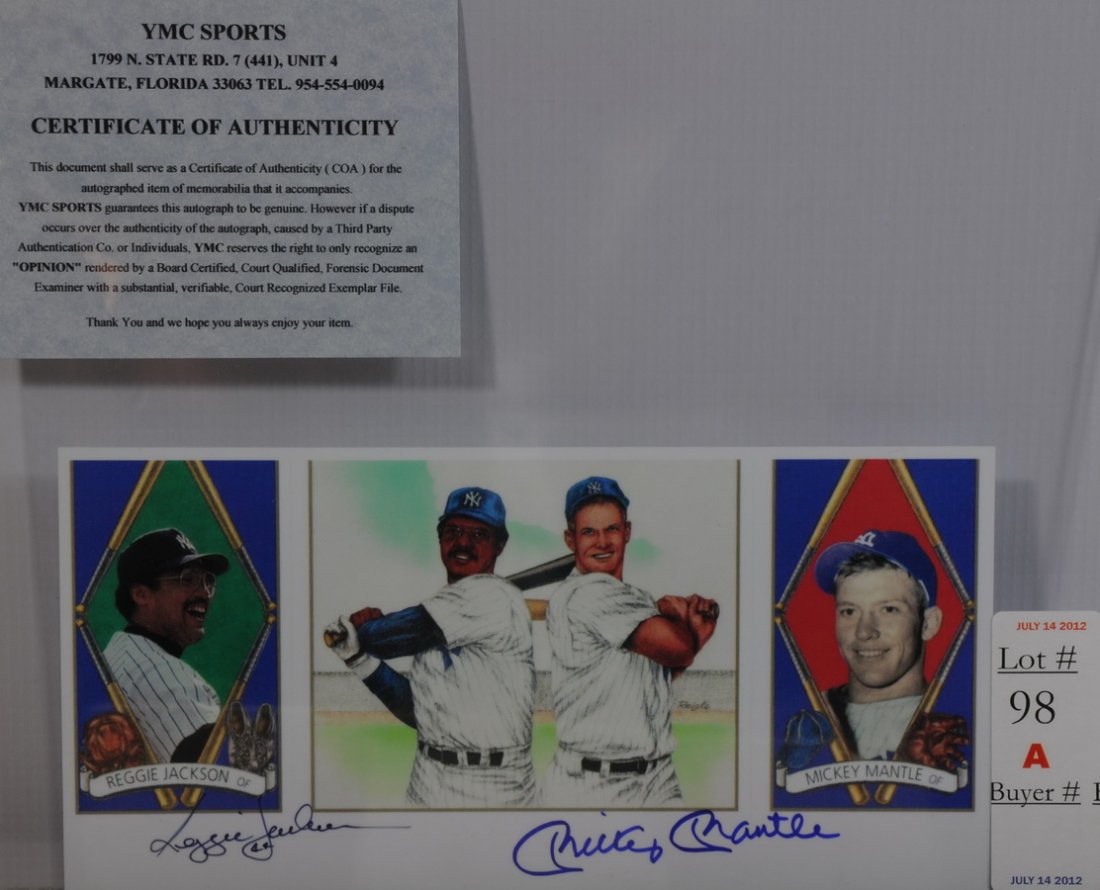 Mickey Mantle/Reggie Jackson autographed mat with : Mickey Mantle/Reggie Jackson autographed mat with COA
