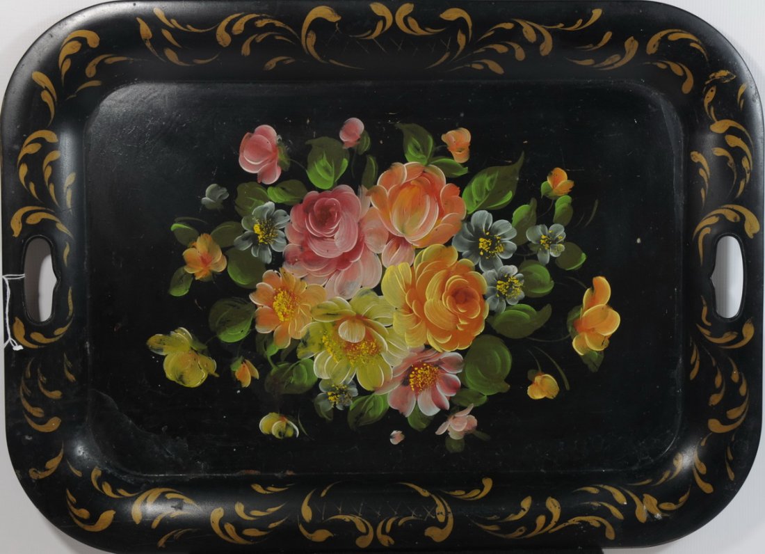 Large tole decorated tray 27": Large tole decorated tray 27"