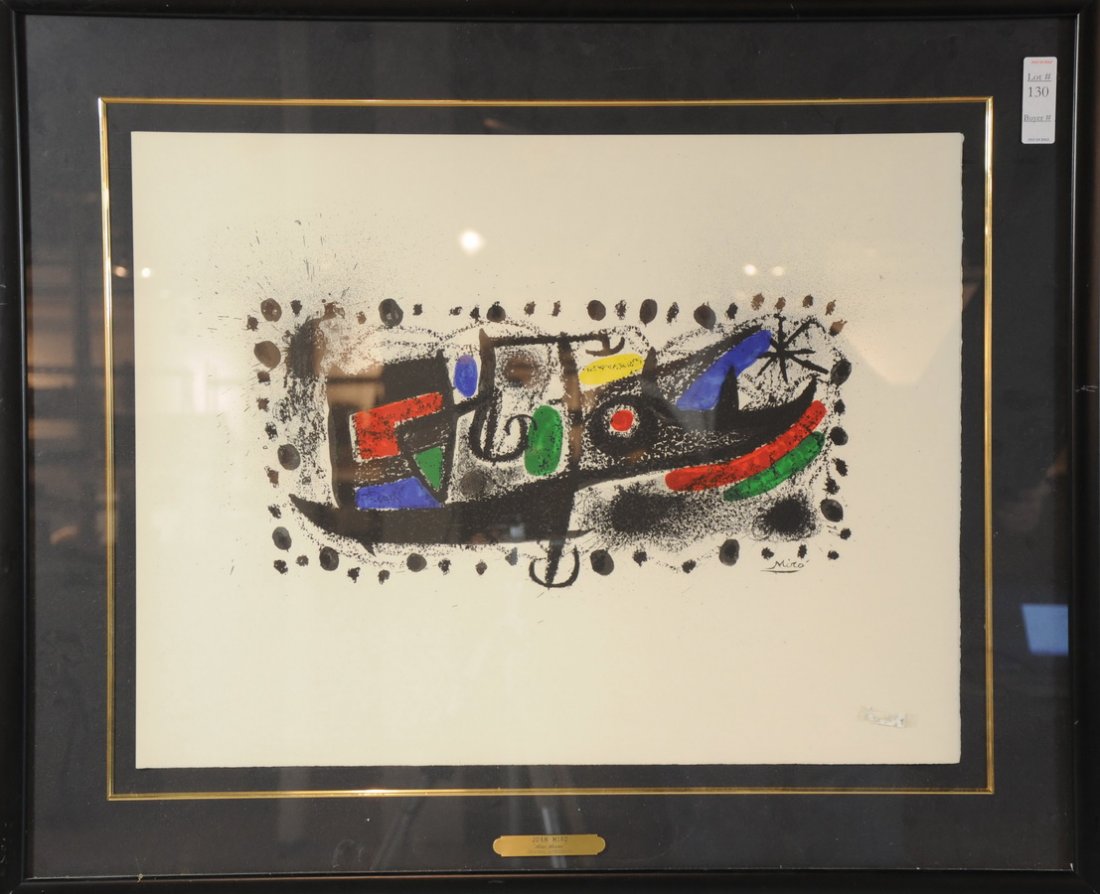 abstract print by and signed Joan Miro with COA 18: abstract print by and signed Joan Miro with COA 18x26