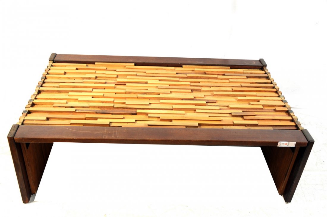 Modern slat top folding coffee table 46": Modern slat top folding coffee table 46"