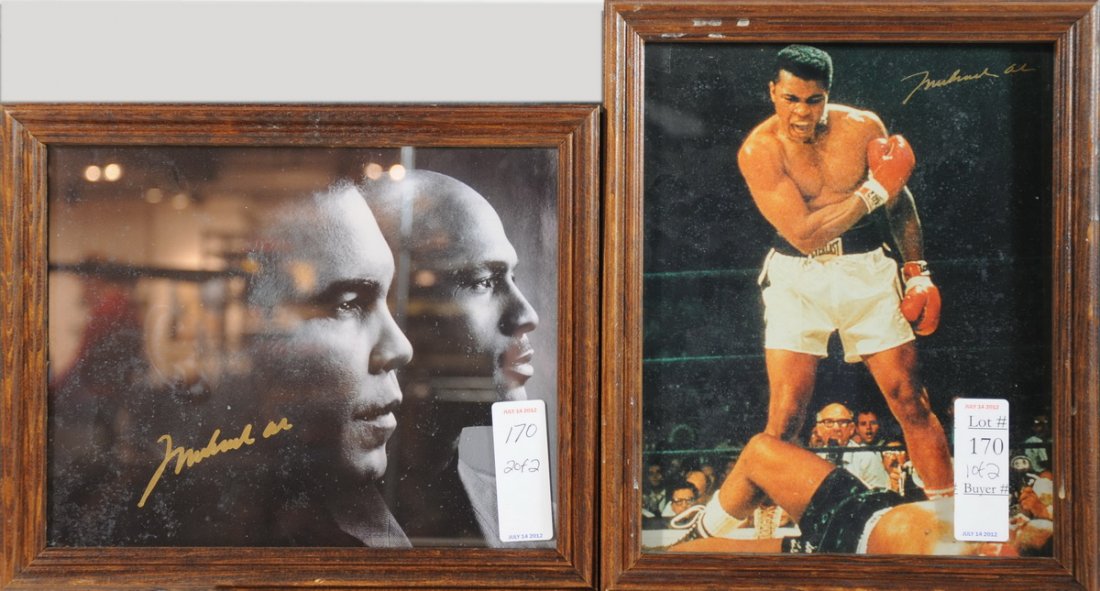 Two Mohammed Ali Autographed 8x10's signed in gold: Two Mohammed Ali Autographed 8x10's signed in gold sharpies