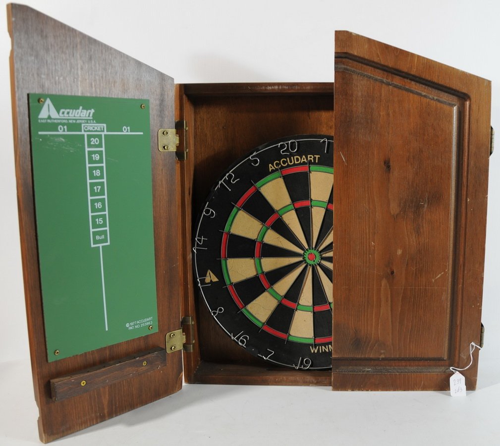 three game piece dartboard one with cabinet: three game piece dartboard one with cabinet