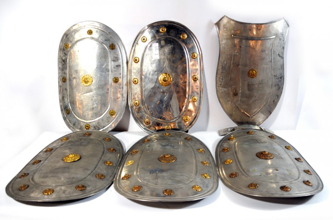 6 Odd Fellows Metal Costume Shields: 6 Odd Fellows Metal Costume Shields