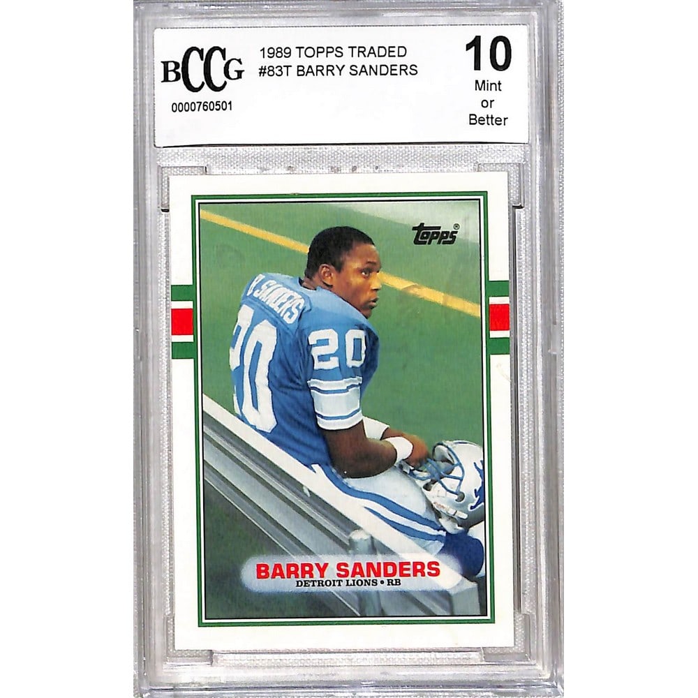 1989 Topps Traded Barry Sanders Rc Bccg 10: 1989 Topps Traded Barry Sanders Rc Bccg 10