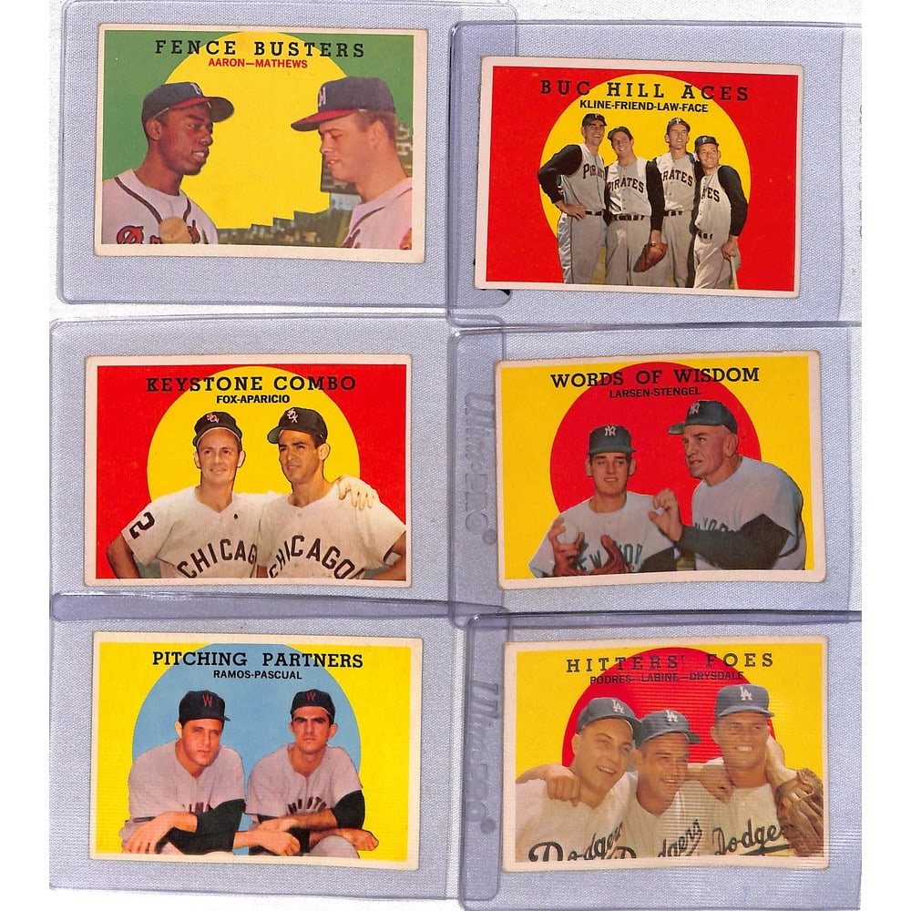 (10) 1959 Topps Dual Player Cards With Aaron (1 of 2)