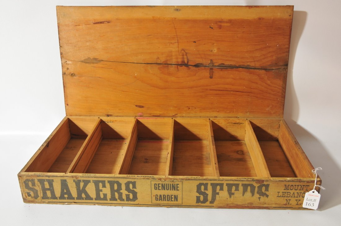 Mt. Lebanon New York, Shakers Seed Box old red pai: Mt. Lebanon New York, Shakers Seed Box old red paint with original label 23.5"L x 11.5"W