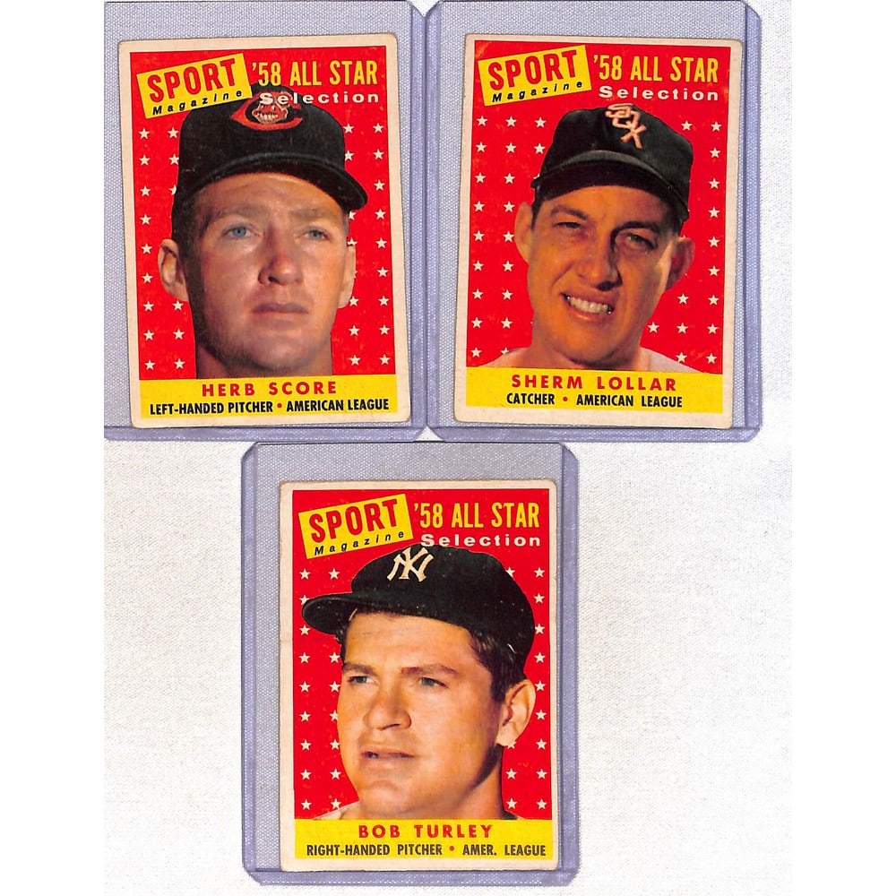 Three 1958 Topps Baseball Allstars (1 of 2)