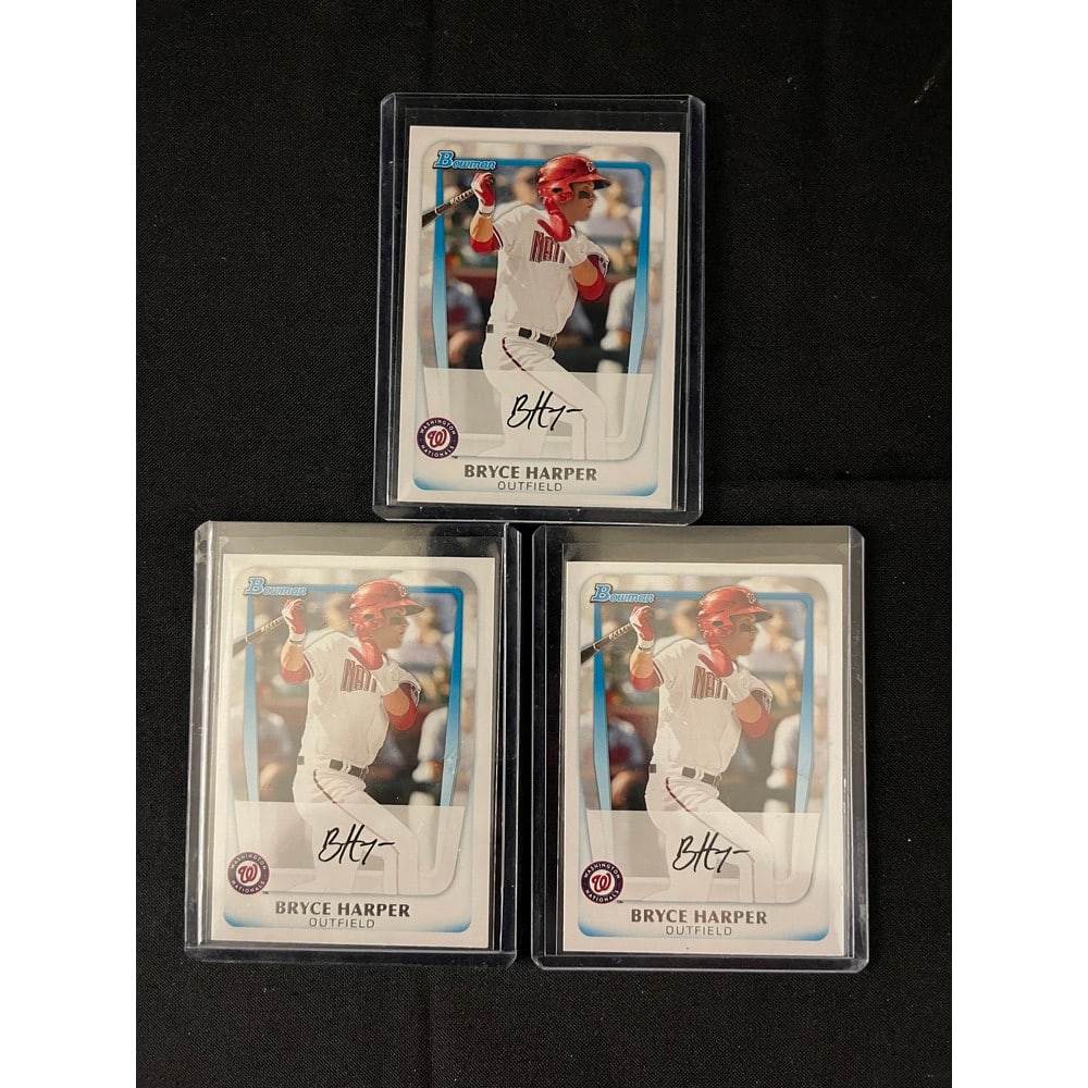 Three Bowman Bryce Harper Rookie Cards (1 of 1)