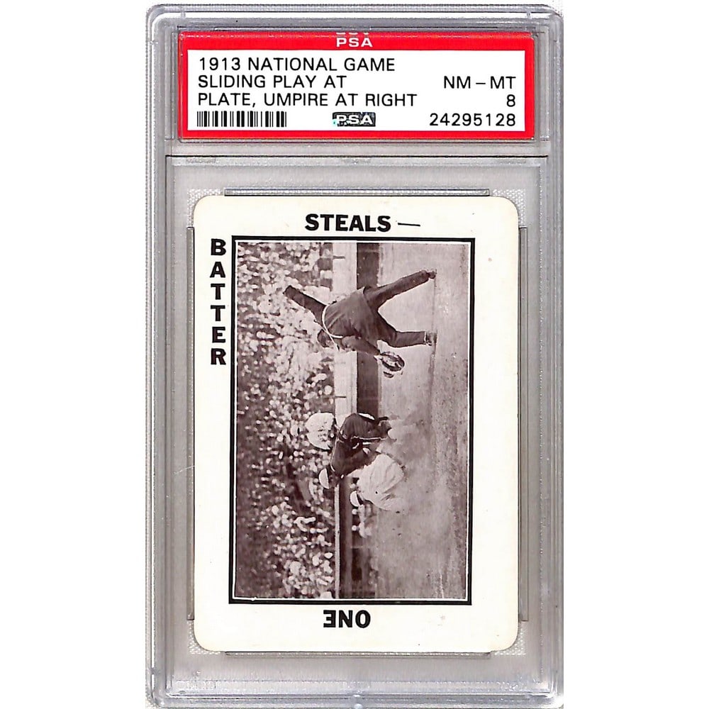 1913 National Game Sliding Play At Plate Psa 8 (1 of 2)