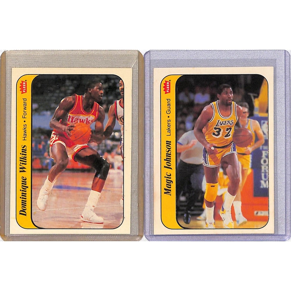 (2) 1986 Fleer Stickers Magic Johnson/wilkins (1 of 2)
