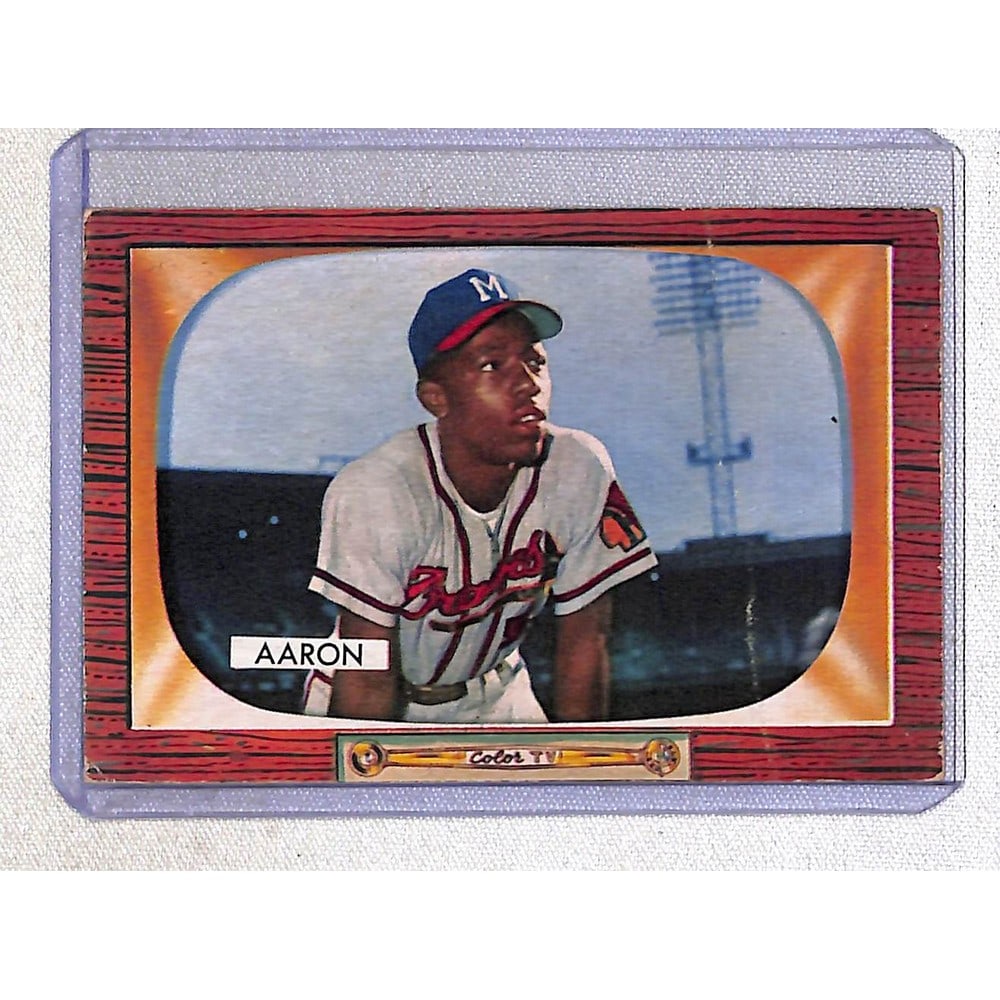 1955 Bowman Hank Aaron Creased (1 of 2)