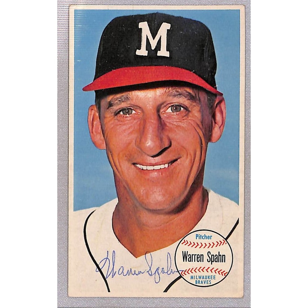 1964 Topps Giants Warren Spahn Signed Card (1 of 2)