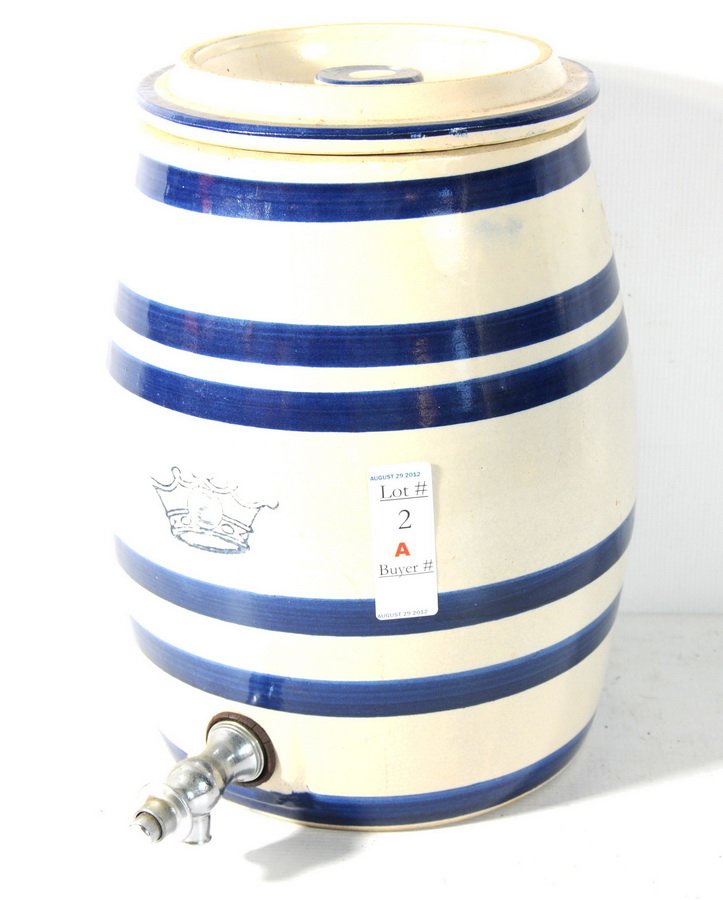12" Stoneware Iced water cooler 2 Gallon: 12" Stoneware Iced water cooler 2 Gallon