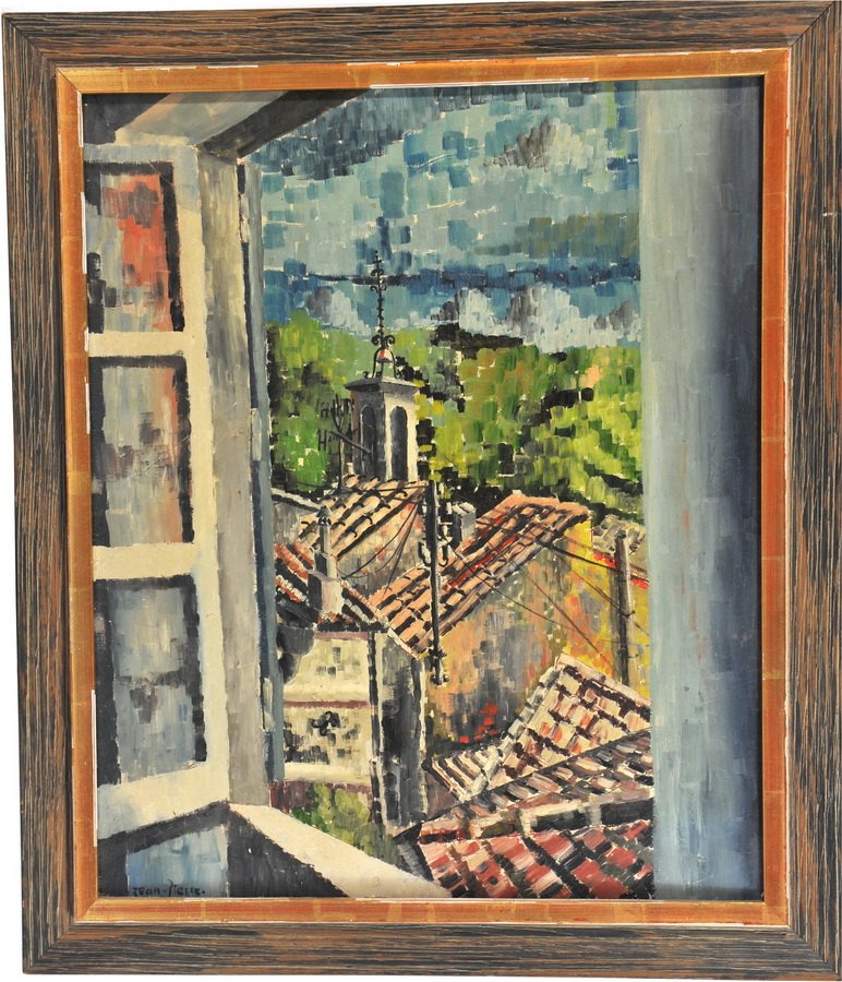 OOB signed Jean Pierre Trevor title "The Roof" Dom: OOB signed Jean Pierre Trevor title "The Roof" Domaine De Chateauneuf" Valbonne, France