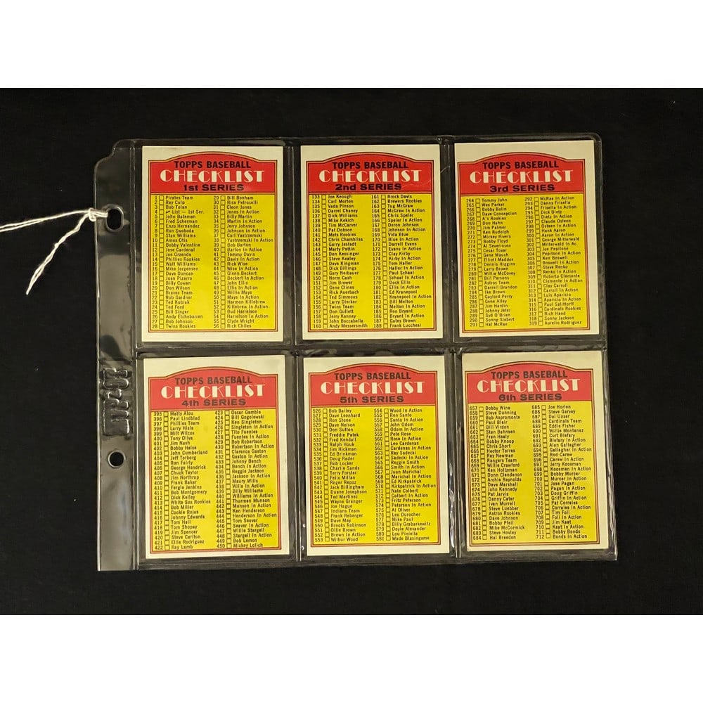 (6) High Grade 1972 Topps Baseball Checklists (1 of 2)