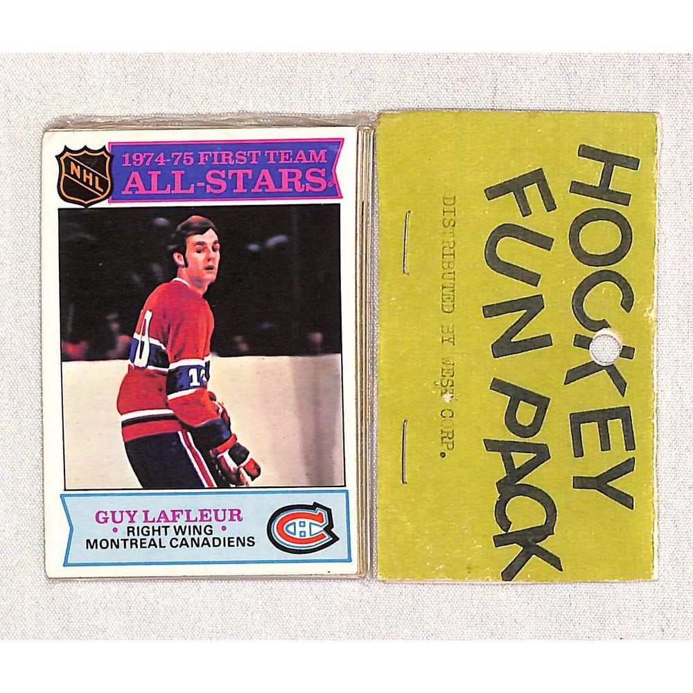1975-76 Topps Hockey Cello Fun Pack 10 Cards: Guy Lafleur On Top