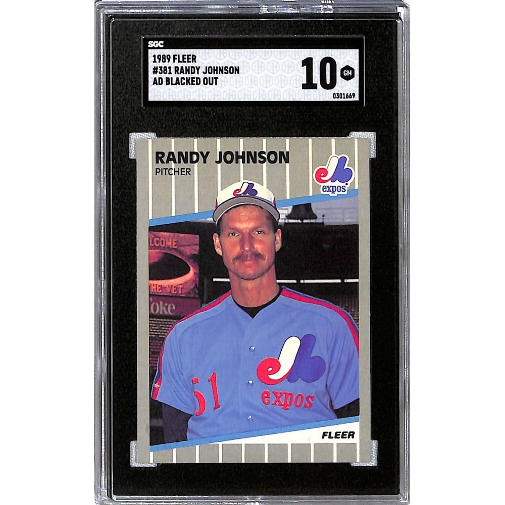 1989 Fleer Randy Johnson Rc Ad Black Out Sgc 10 (1 of 2)