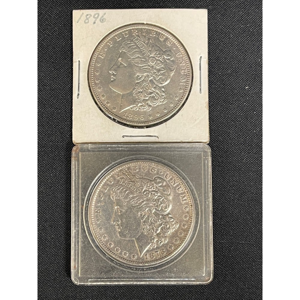 (2) Morgan Silver Dollars Au/bu 1896/1878 (1 of 2)