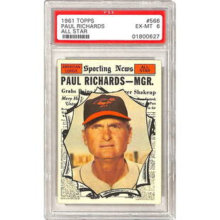 1961 Topps Paul Richards Allstar Psa 6: 1961 Topps Paul Richards Allstar Psa 6