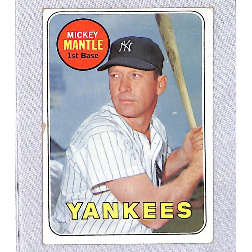 1969 Topps Mickey Mantle Vg Creased: 1969 Topps Mickey Mantle Vg Creased