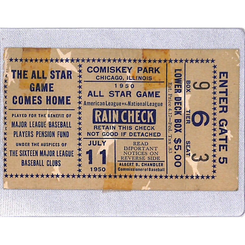 1950 Mlb Allstar Game Ticket Jackie Robinson: 1950 Mlb Allstar Game Ticket Jackie Robinson