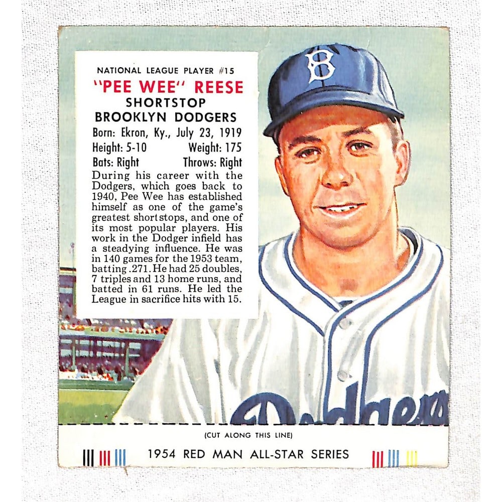 1954 Redman Pee Wee Reese With Tab (1 of 2)