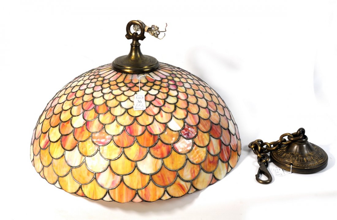 Hanging Fish Scale glass shade with 6 light fixture: Hanging Fish Scale glass shade with 6 light fixtures 24"W