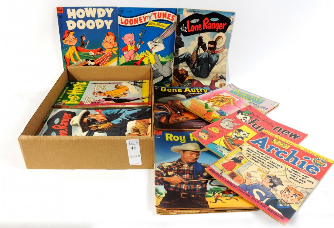 Collection of comic books to include , 1955 Gene Au: Collection of comic books to include , 1955 Gene Autry, 1953 Roy Rogers, 1952 Buck Jones, 1952 Tonto, 1953 The Lone Ranger, 1952 The Lone Ranger, 1952 Sparkle, 1952 The Adventures of Bob Hope, 1952 Sp