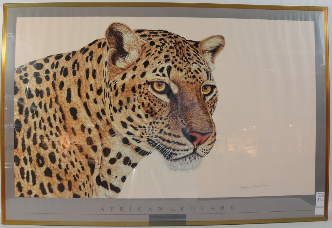 African Leopard Print 24x36 Signed By Jacquie Mari: African Leopard Print 24x36 Signed By Jacquie Marie Vaux